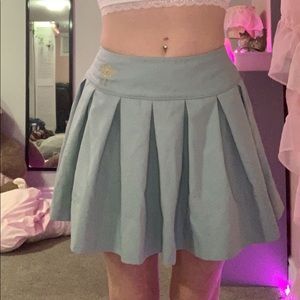 teal blue / green pleated mini skirt